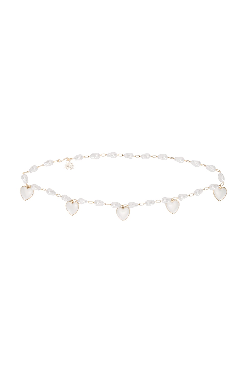 Lele Sadoughi Mother of Pearl Heart Charm Chain Belt - Endless Waves
