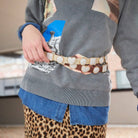 Lele Sadoughi Walnut Pearl Leather Belt - Endless Waves