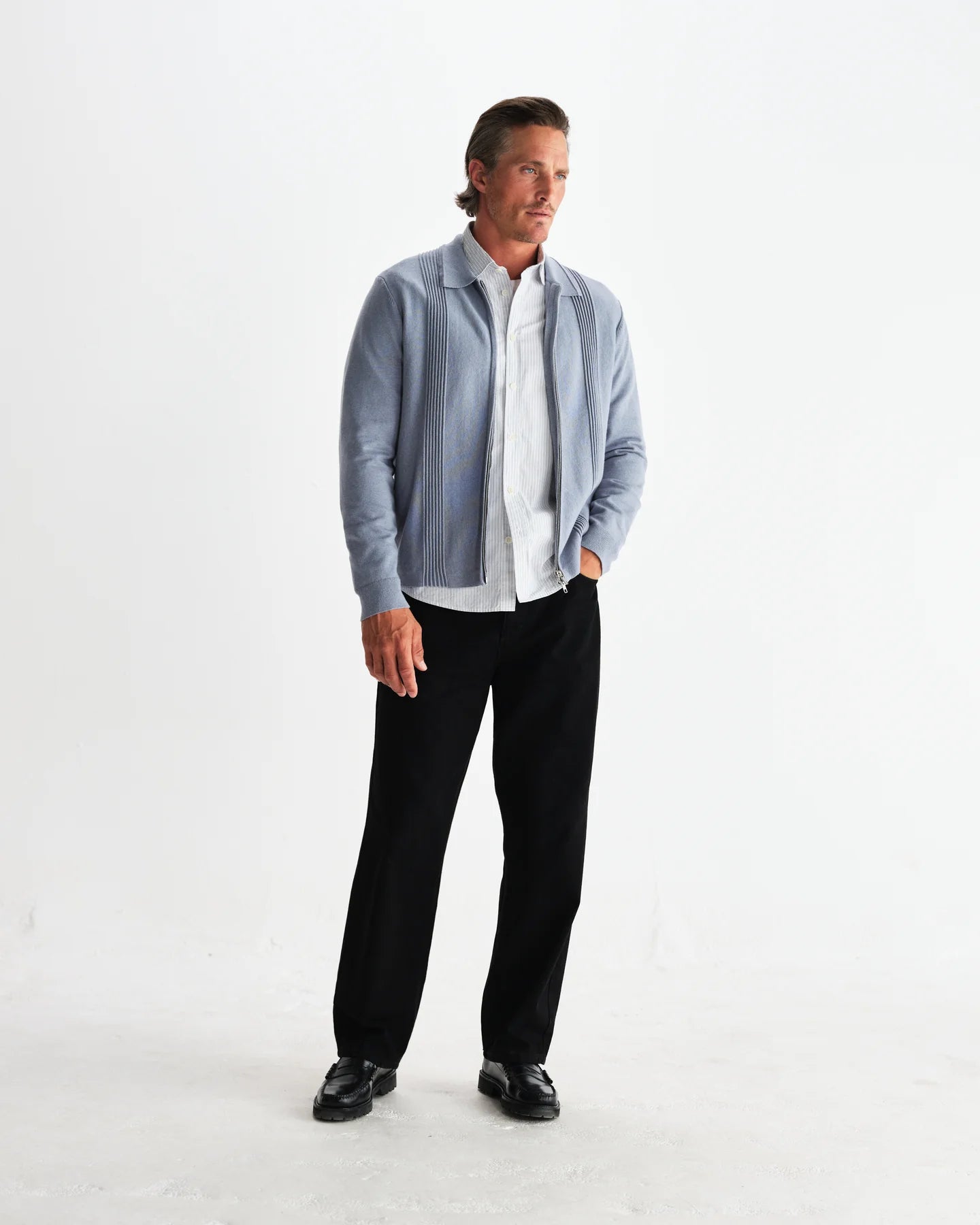 Wax London Lennox Milano Stripe Knitted Polo Endless Waves