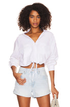 LNA White Alpine Drawstring Button Up - Endless Waves Boutique