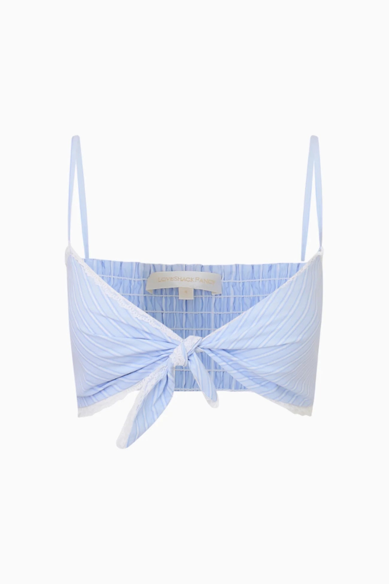 LoveShackFancy LoveShackFancy Arvine Cotton Pinstripe Bra Top Endless Waves