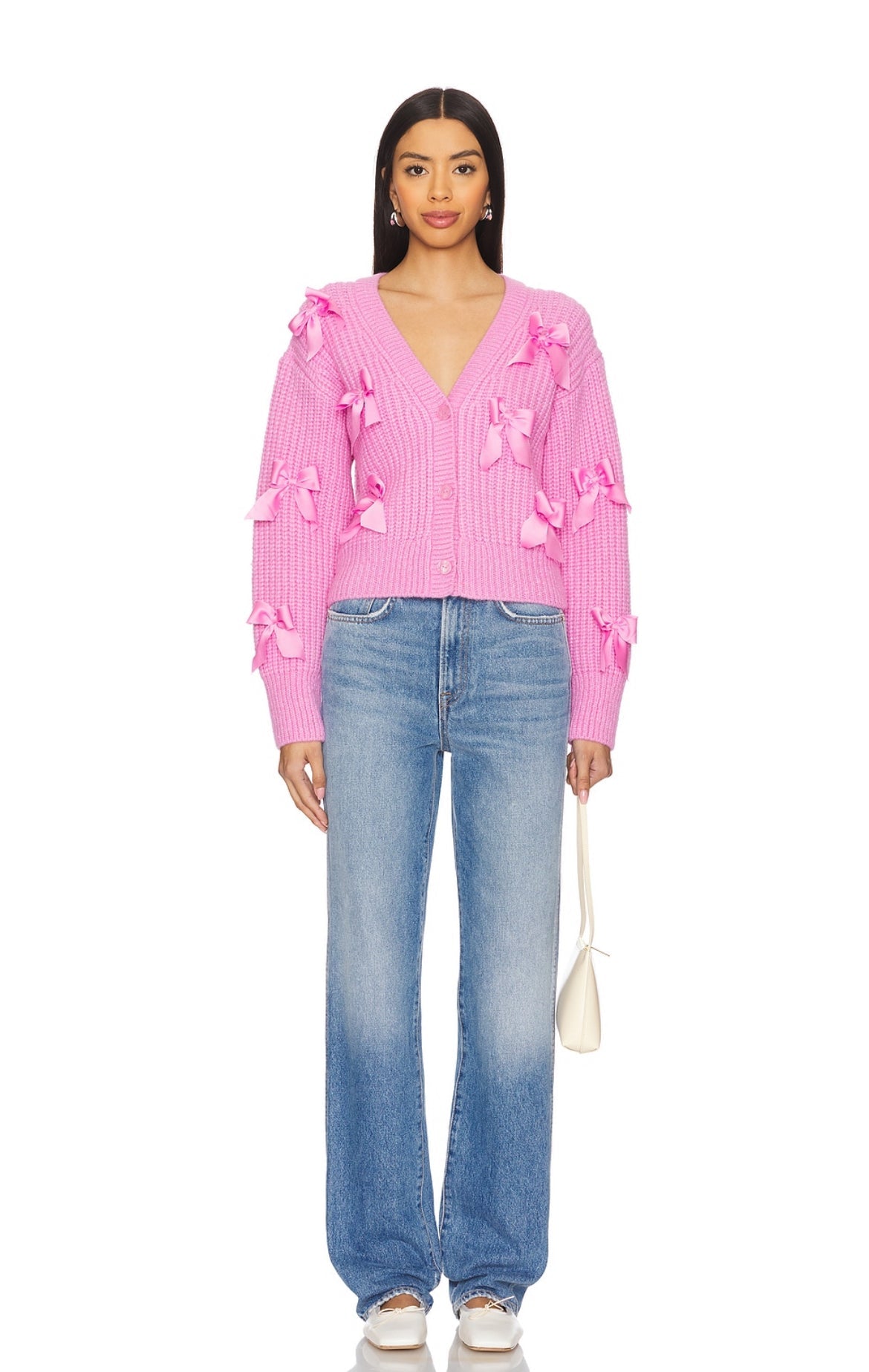 LoveShackFancy LoveShackFancy Ashtan Alpaca Bow - Embellished Cardigan Endless Waves