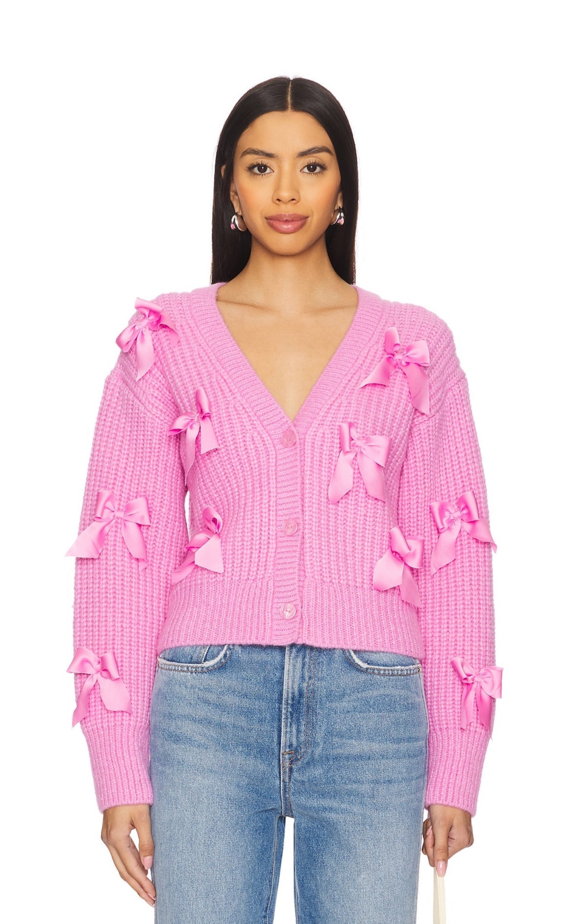 LoveShackFancy LoveShackFancy Ashtan Alpaca Bow - Embellished Cardigan Endless Waves