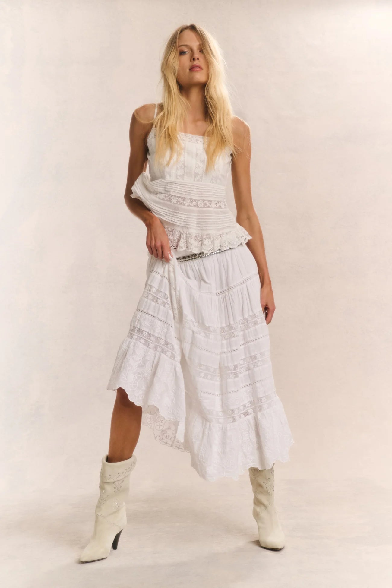 LoveShackFancy LoveShackFancy Donna Heritage Midi Skirt Endless Waves