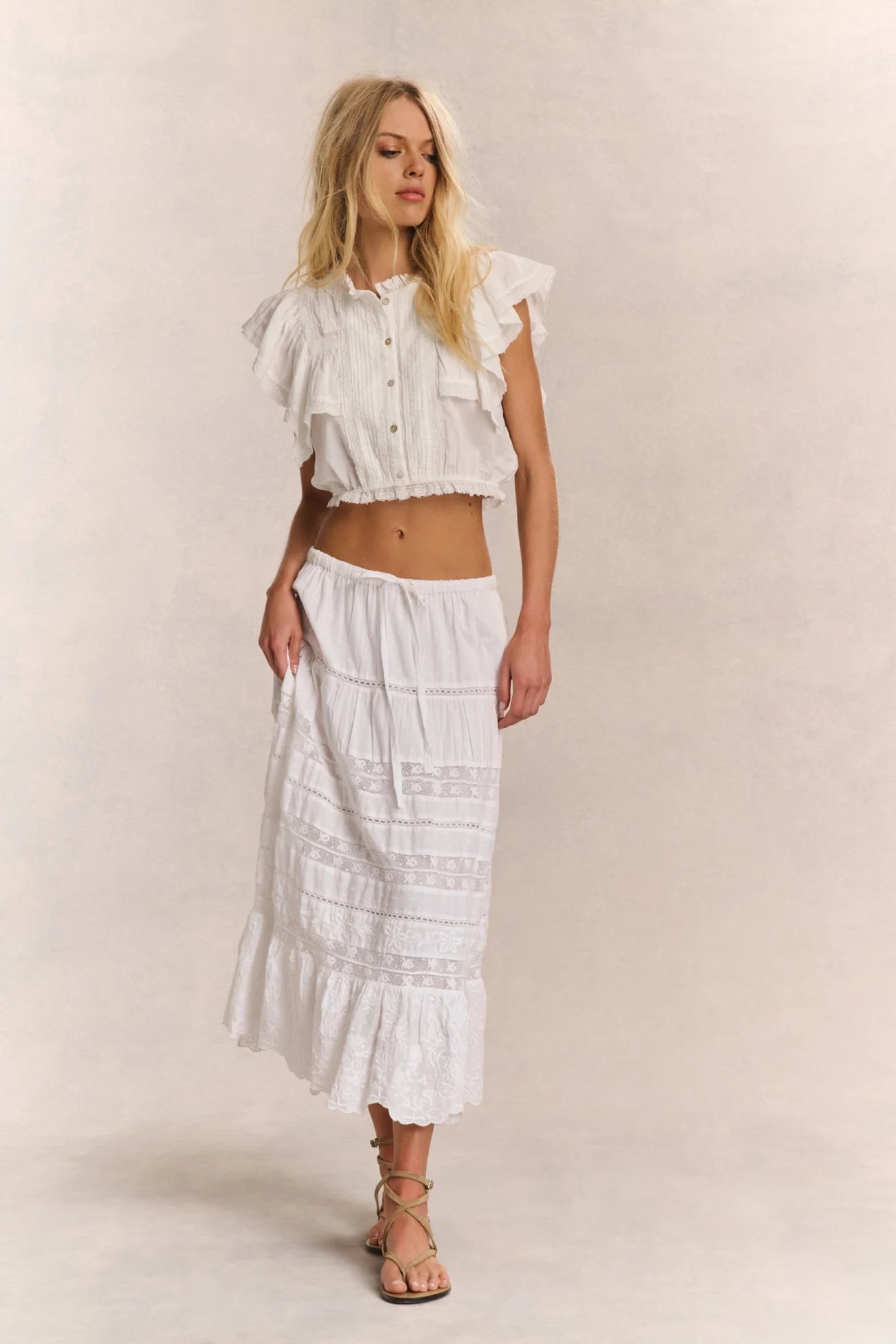 LoveShackFancy Donna Heritage Midi Skirt - Endless Waves