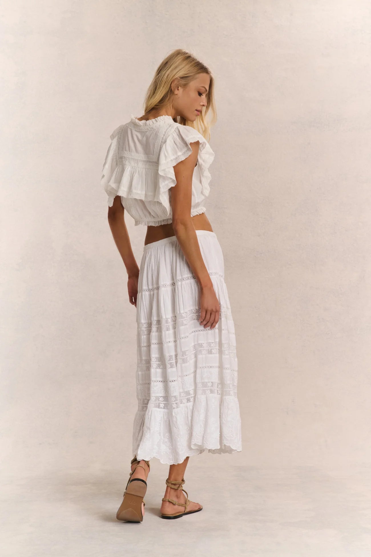 LoveShackFancy LoveShackFancy Donna Heritage Midi Skirt Endless Waves