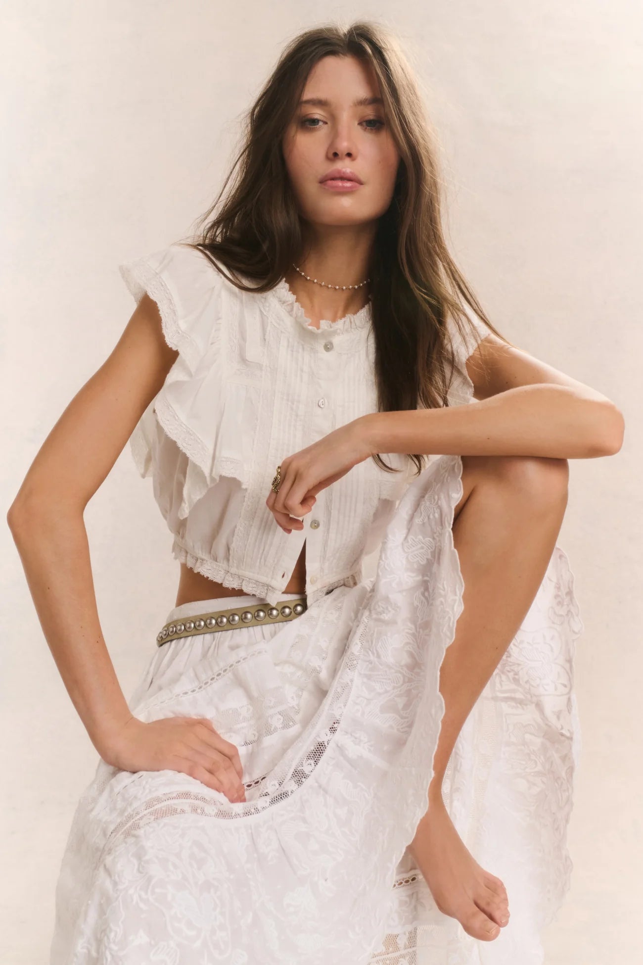 LoveShackFancy LoveShackFancy Donna Heritage Midi Skirt Endless Waves