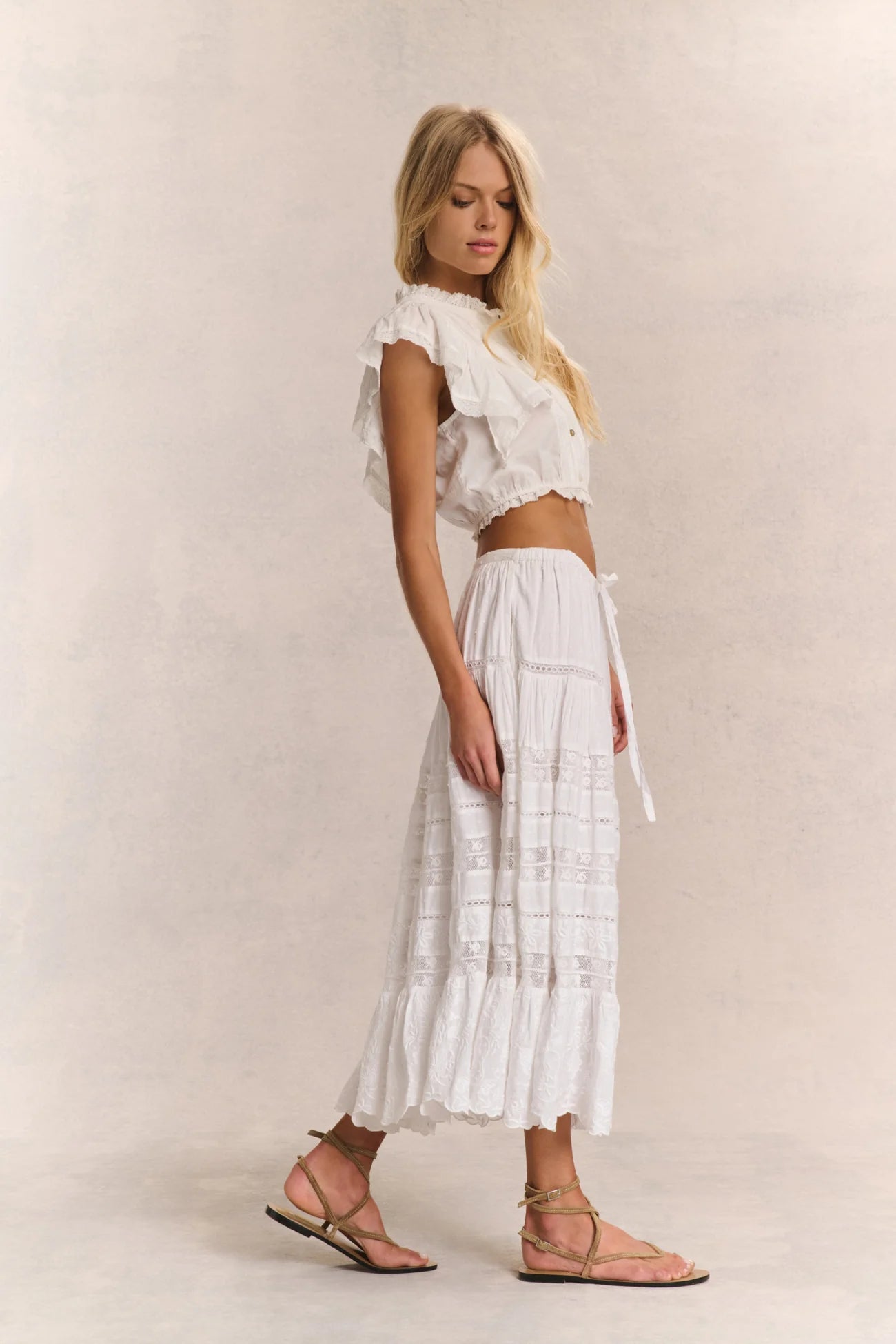 LoveShackFancy LoveShackFancy Donna Heritage Midi Skirt Endless Waves
