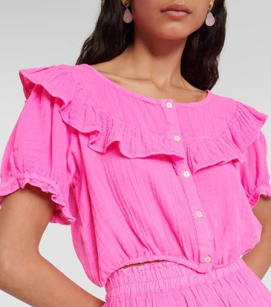 LoveShackFancy LoveShackFancy Elania Cotton Cropped Top Endless Waves