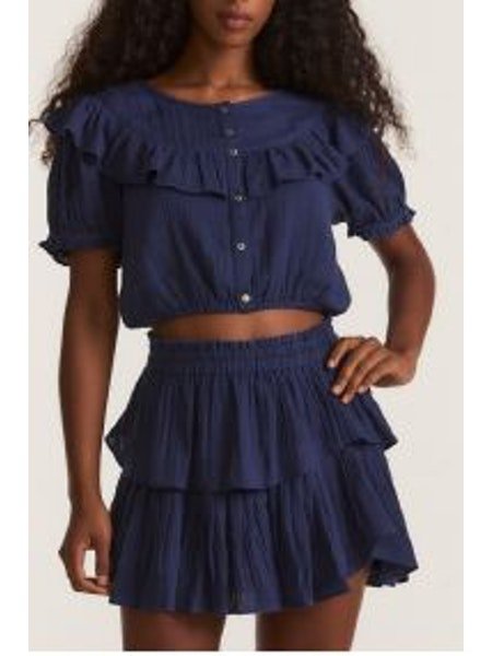 LoveShackFancy LoveShackFancy Elania Cotton Cropped Top Endless Waves