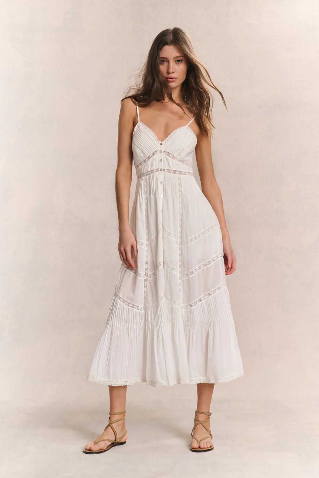 LoveShackFancy LoveShackFancy Esilda Cotton Midi Dress Endless Waves