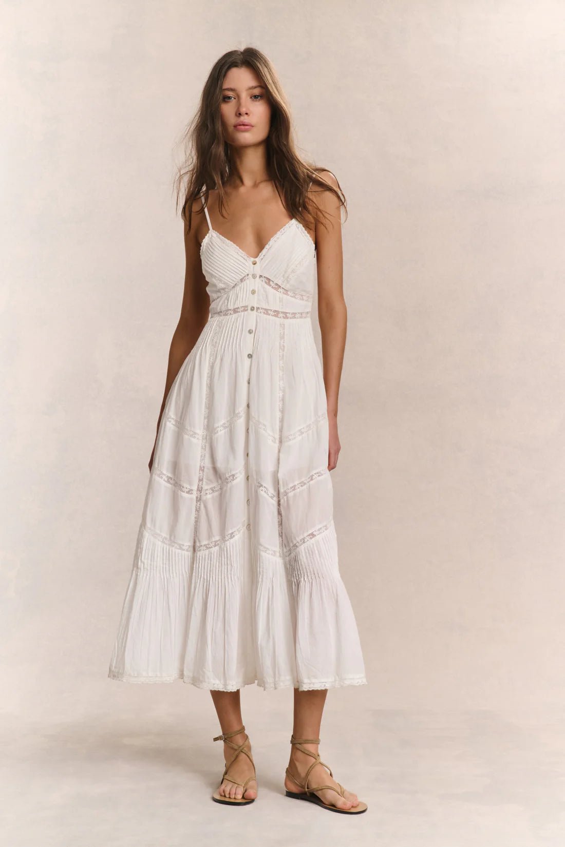 LoveShackFancy LoveShackFancy Esilda Cotton Midi Dress Endless Waves