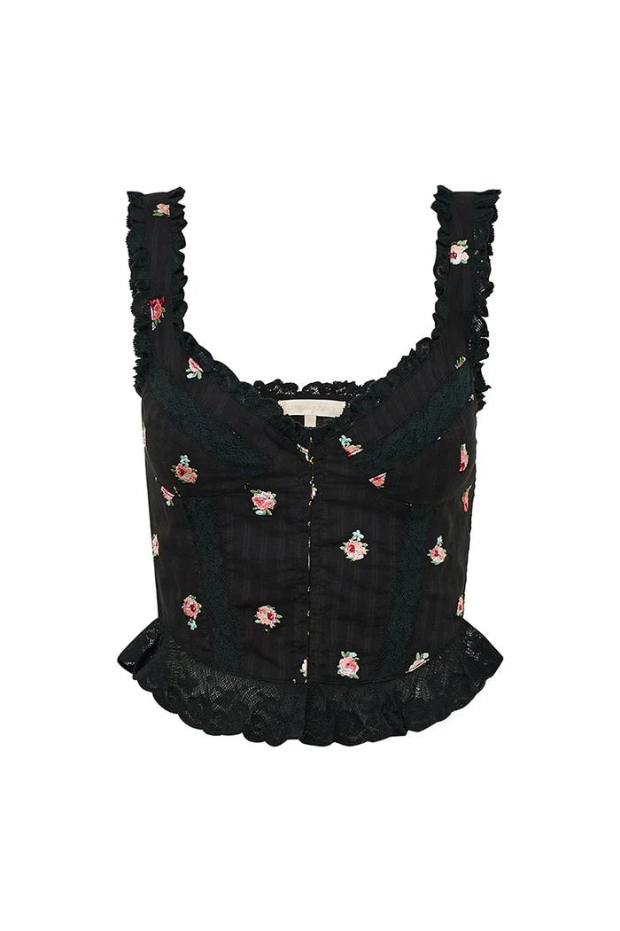 LoveShackFancy Galette Embroidered Floral Top - Endless Waves