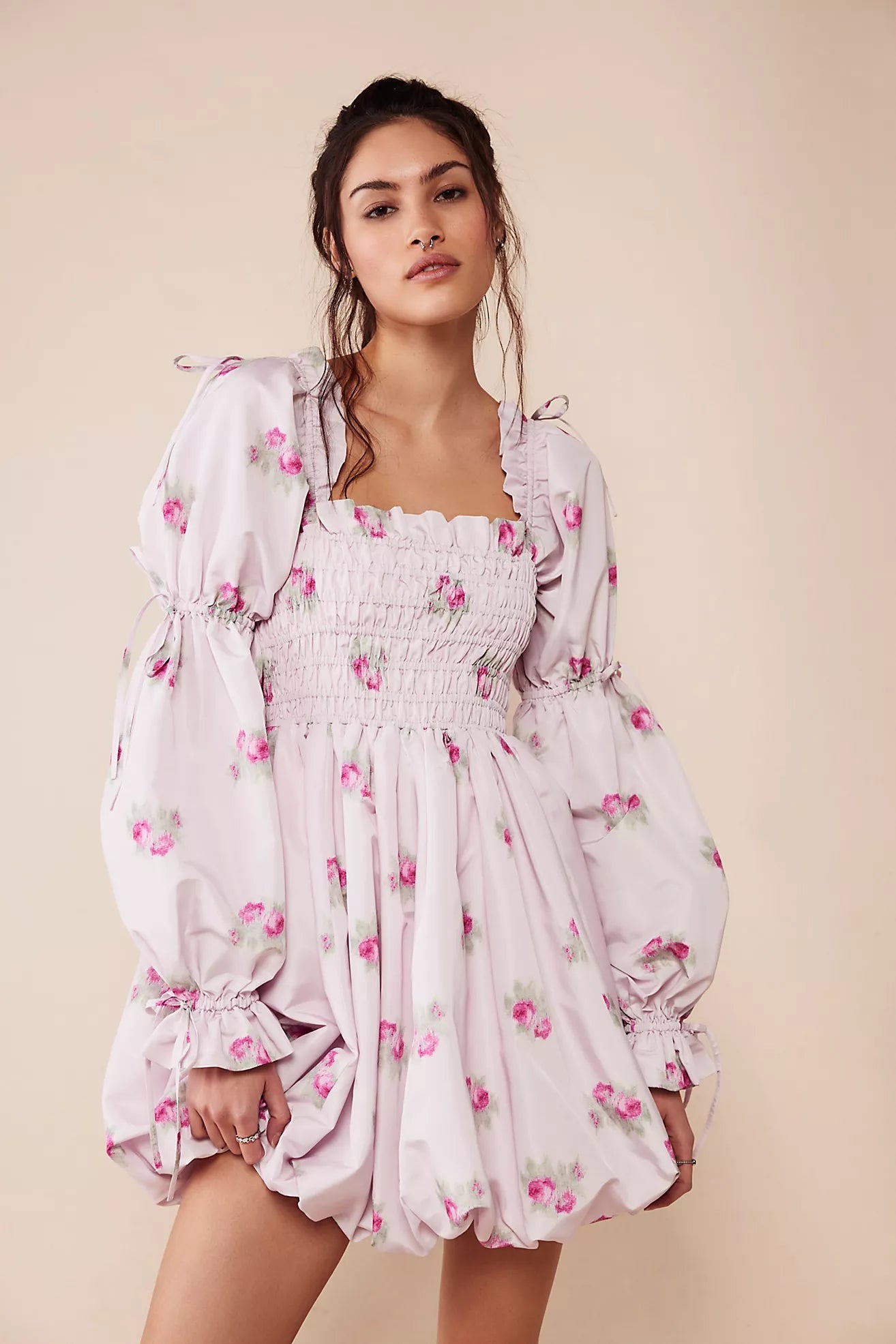 LoveShackFancy Janey Dress – Floral Puff Sleeve Mini - Endless Waves