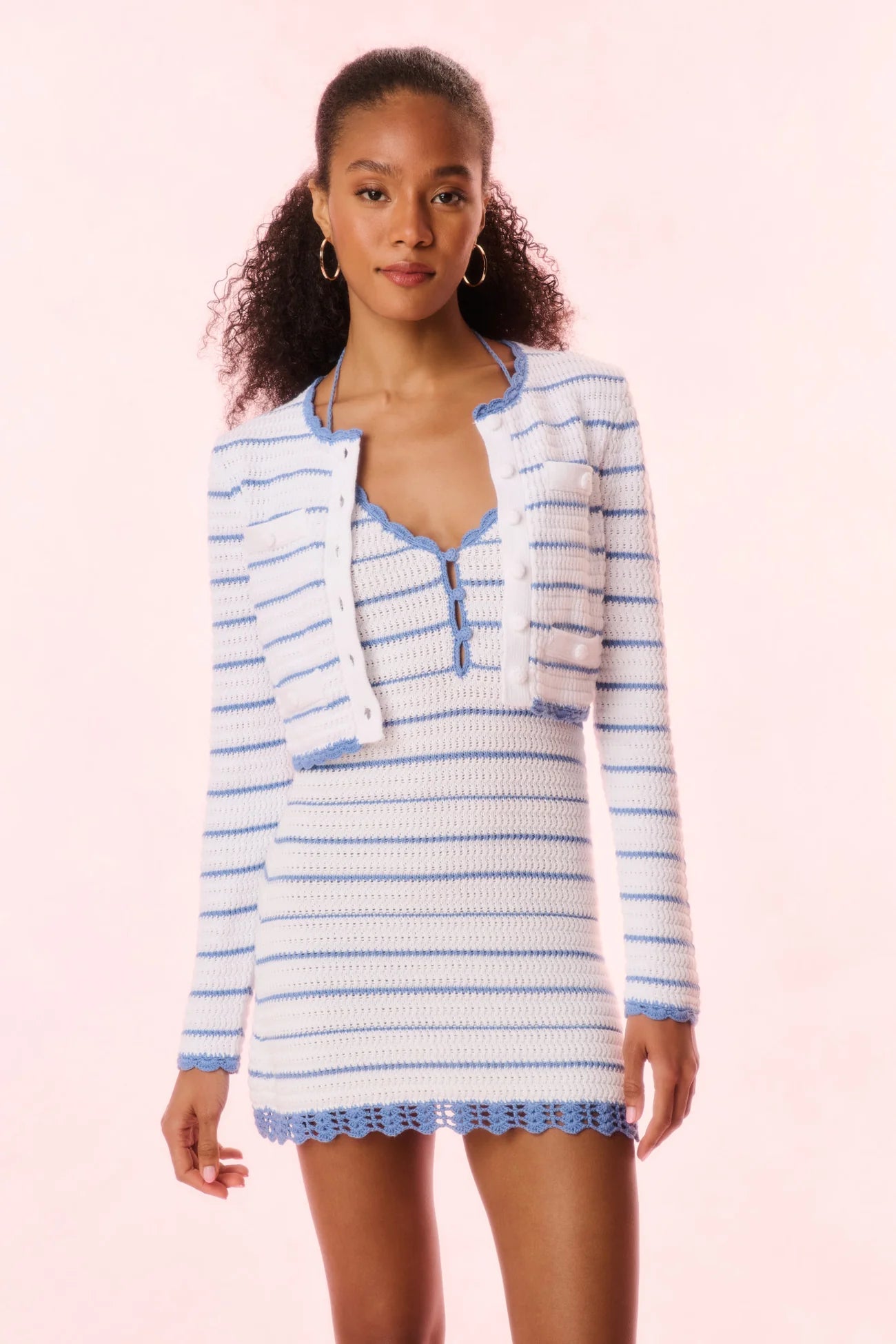 LoveShackFancy Lamiya Striped Crochet Cardigan - Endless Waves