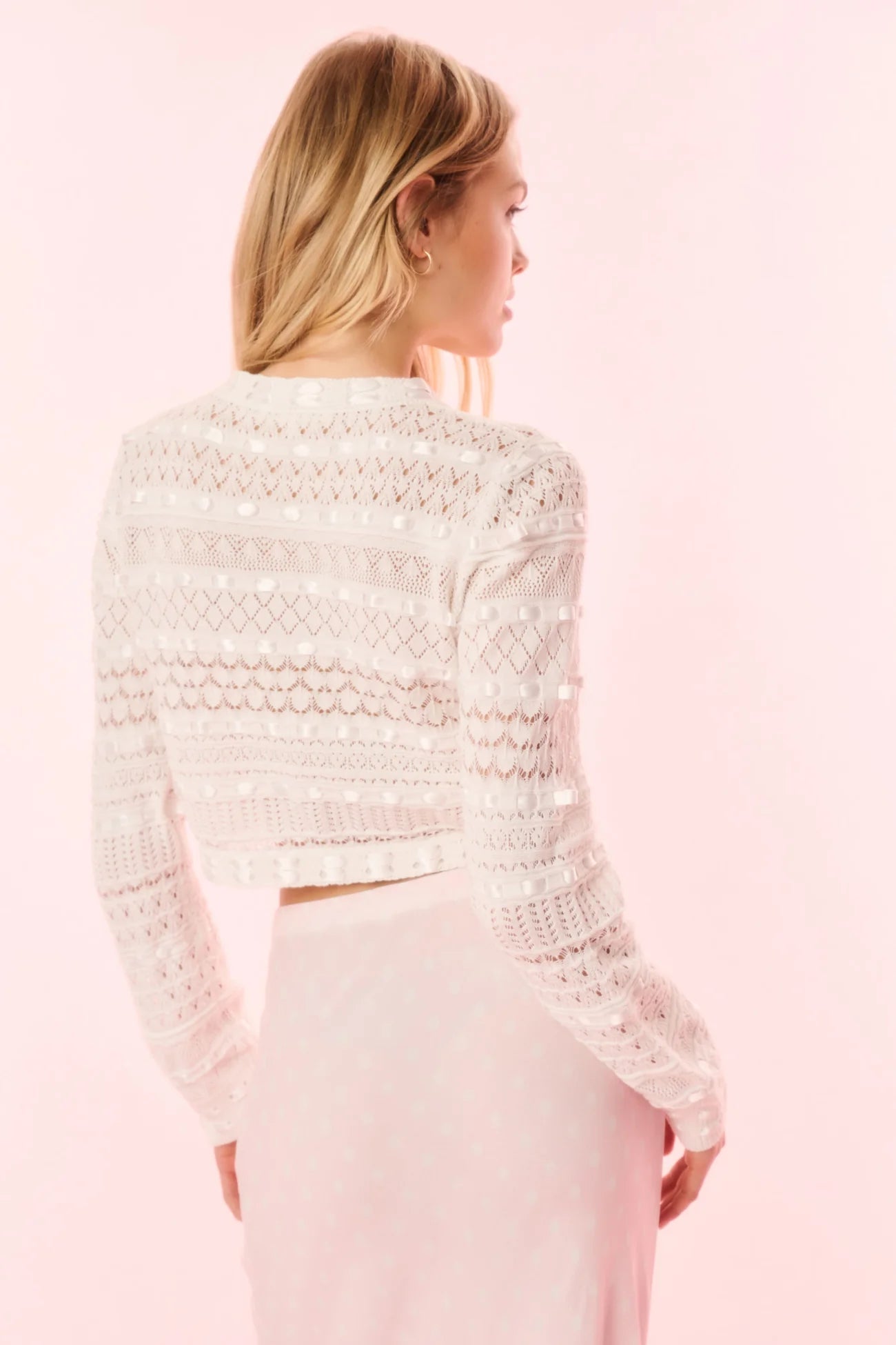 LoveShackFancy LoveShackFancy Roselline Cotton Ribbon Cardigan Endless Waves