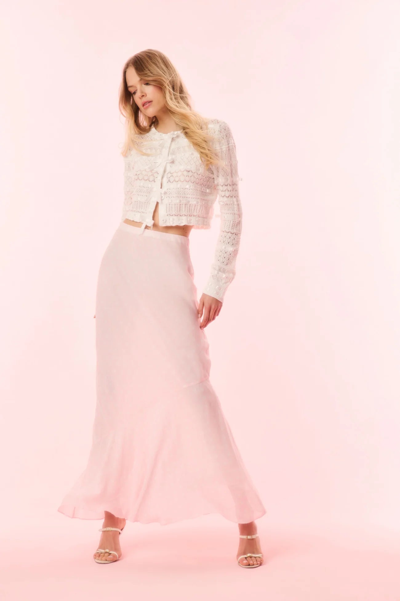 LoveShackFancy LoveShackFancy Roselline Cotton Ribbon Cardigan Endless Waves