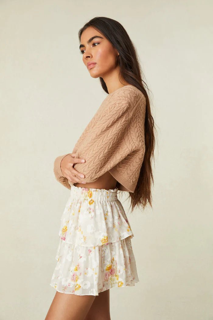 LoveShackFancy LoveShackFancy Ruffle Mini Skirt in Lemon Pie Endless Waves