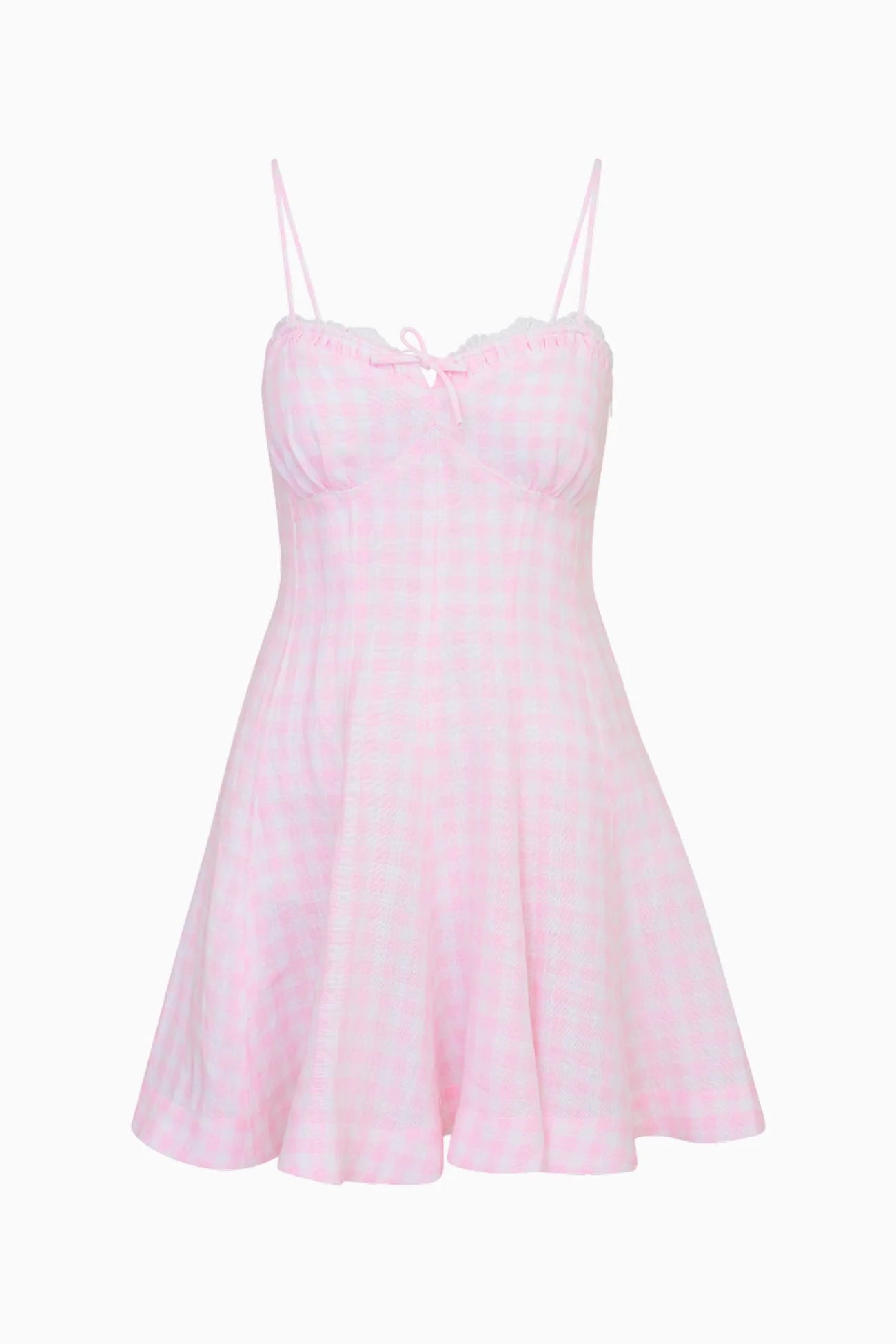LoveShackFancy Shai Linen Gingham Mini Dress - Endless Waves