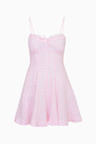 LoveShackFancy Shai Linen Gingham Mini Dress - Endless Waves
