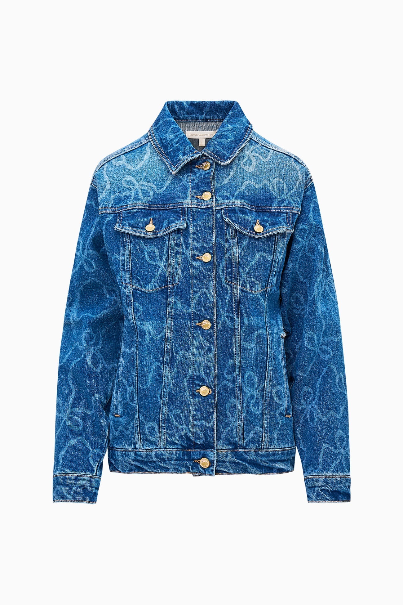LoveShackFancy LoveShackFancy Valette Bow Denim Jacket Endless Waves