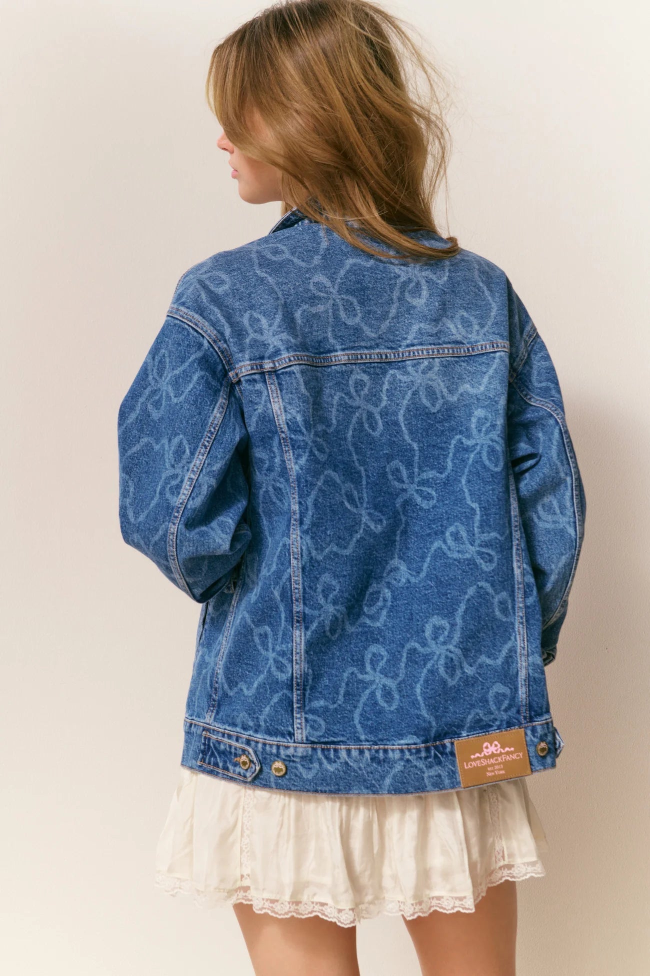 LoveShackFancy LoveShackFancy Valette Bow Denim Jacket Endless Waves