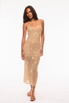 LoveShackFancy Vreya Metallic Crochet Halter Dress - Endless Waves