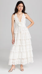 LoveShackFancy LoveShackFancy Nevis Eyelet Maxi Dress Endless Waves