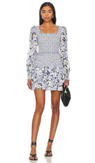 LoveShackFancy LoveShackFancy Scout Long Sleeve Mini Dress Endless Waves