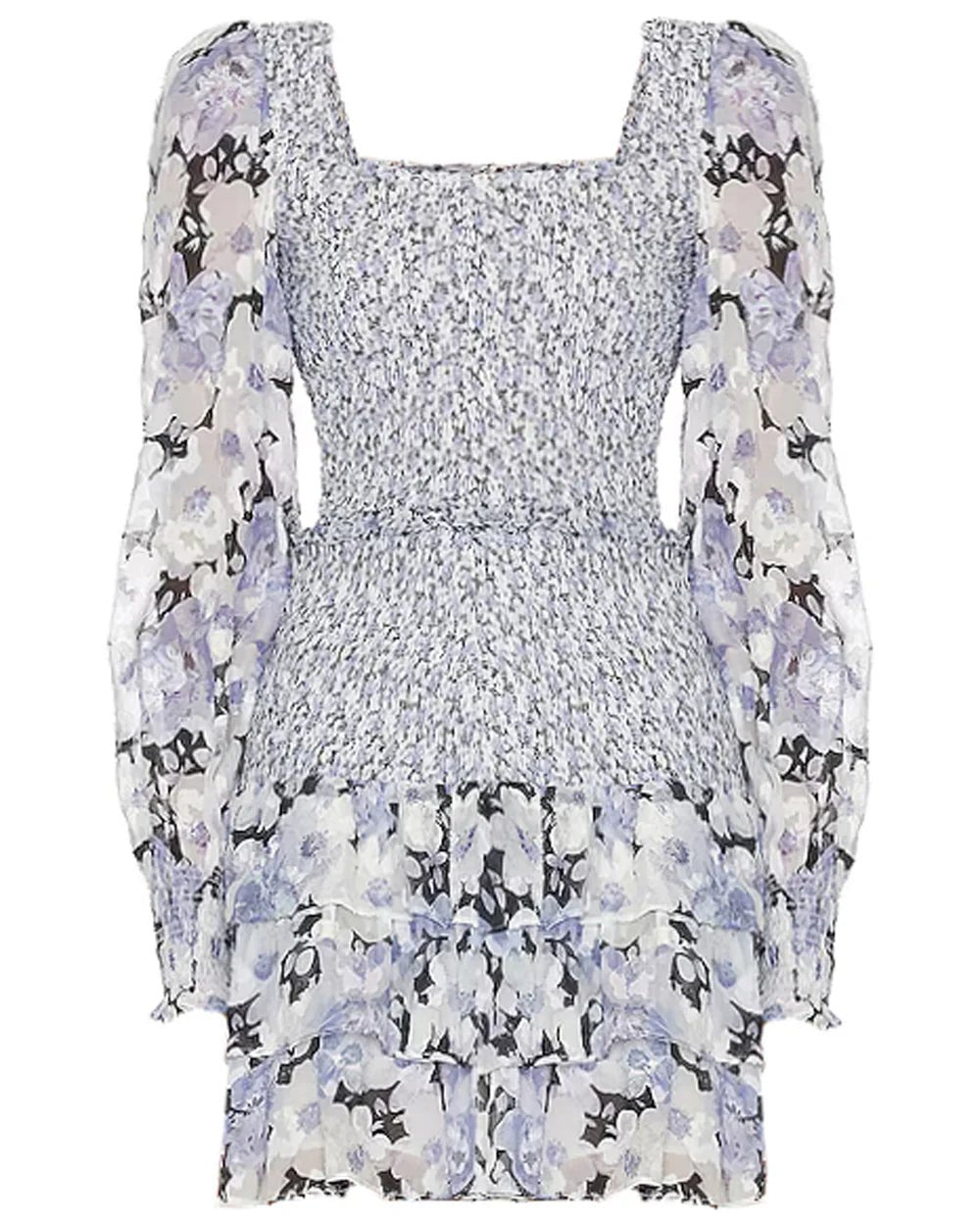 LoveShackFancy LoveShackFancy Scout Long Sleeve Mini Dress Endless Waves