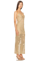 LoveShackFancy LoveShackFancy Vreya Metallic Crochet Halter Dress Endless Waves