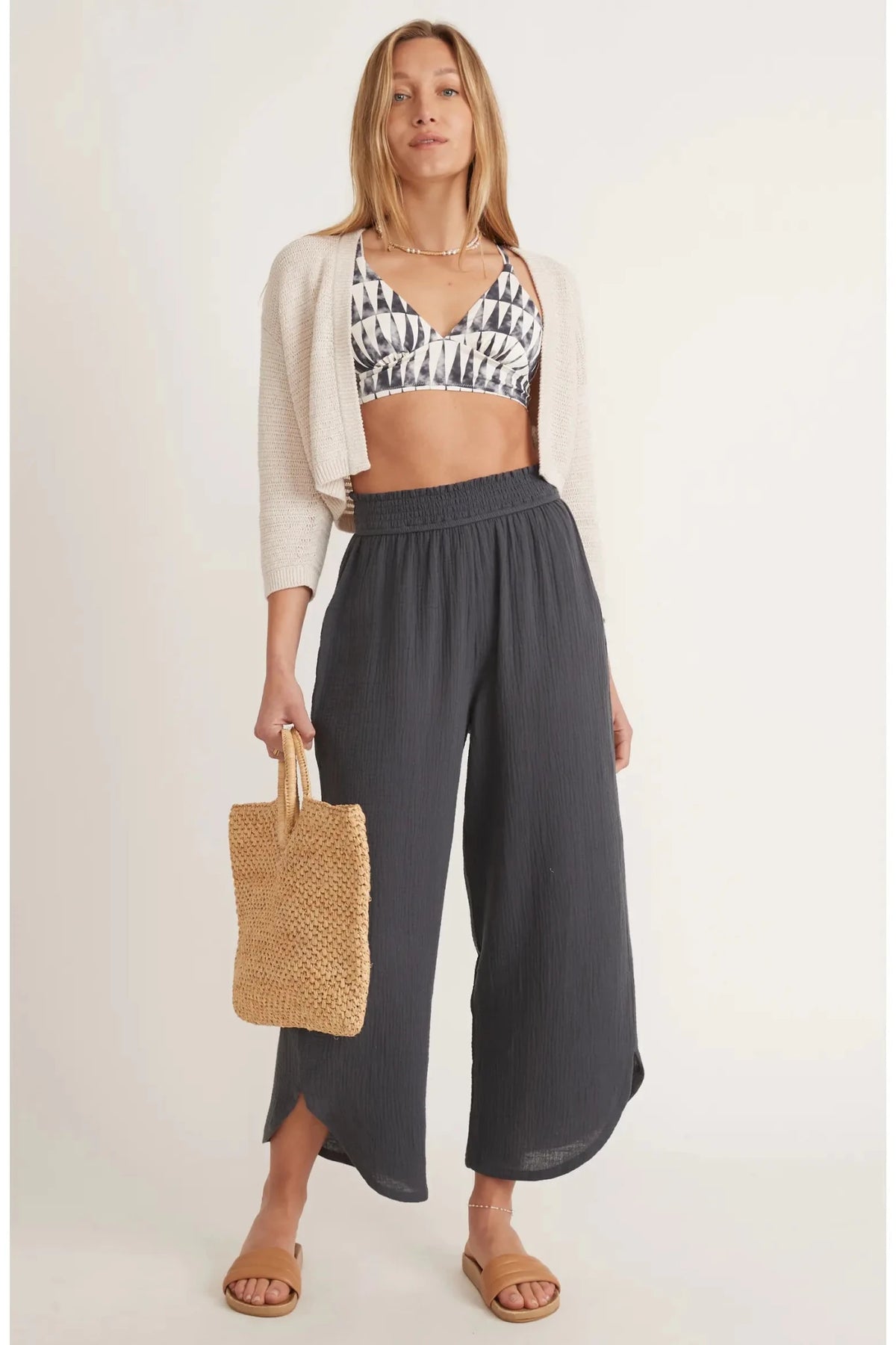 Marine Layer Corinne Wide-Leg Double-Cloth Pant