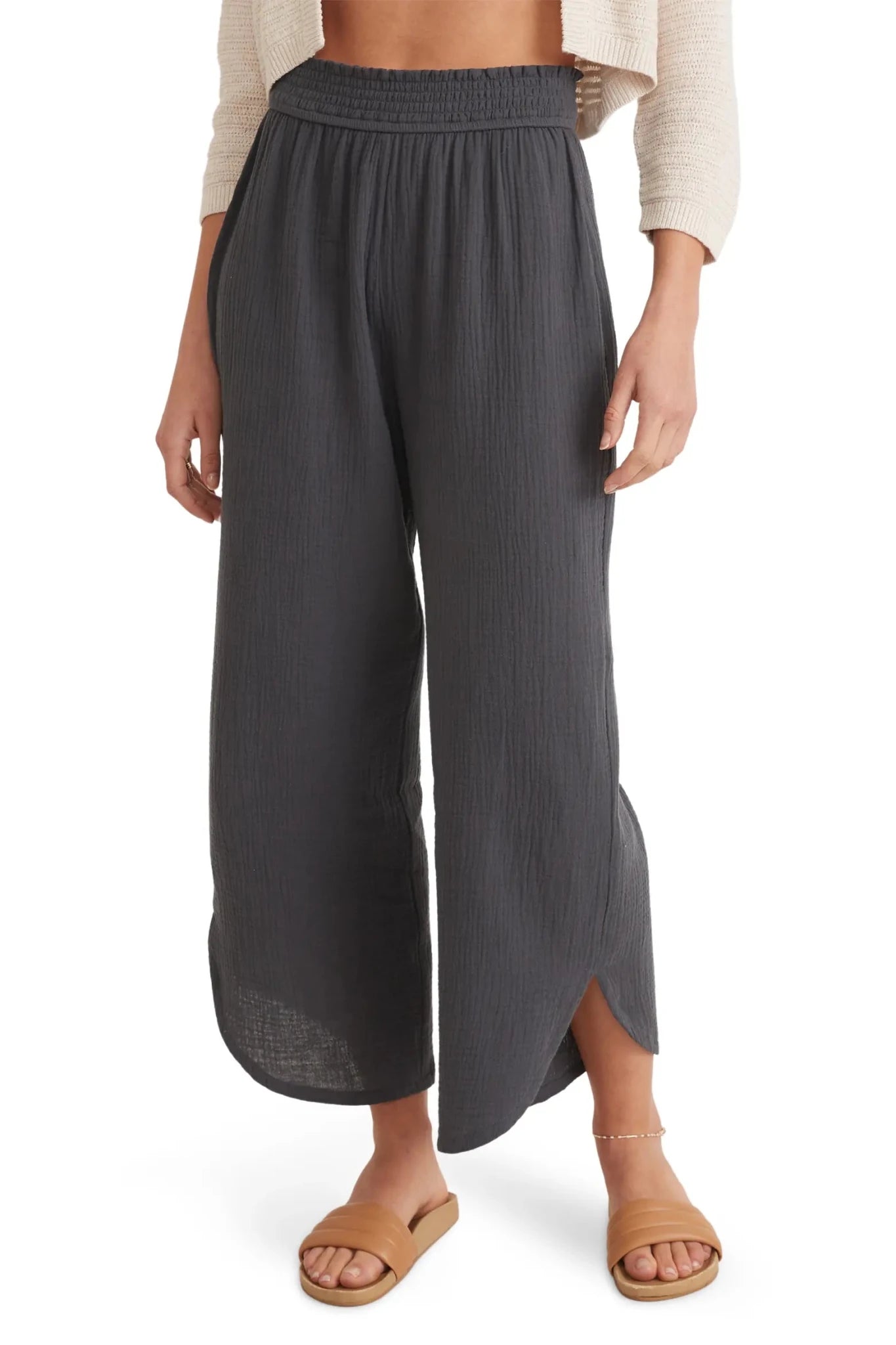 Marine Layer Corinne Wide-Leg Double-Cloth Pant