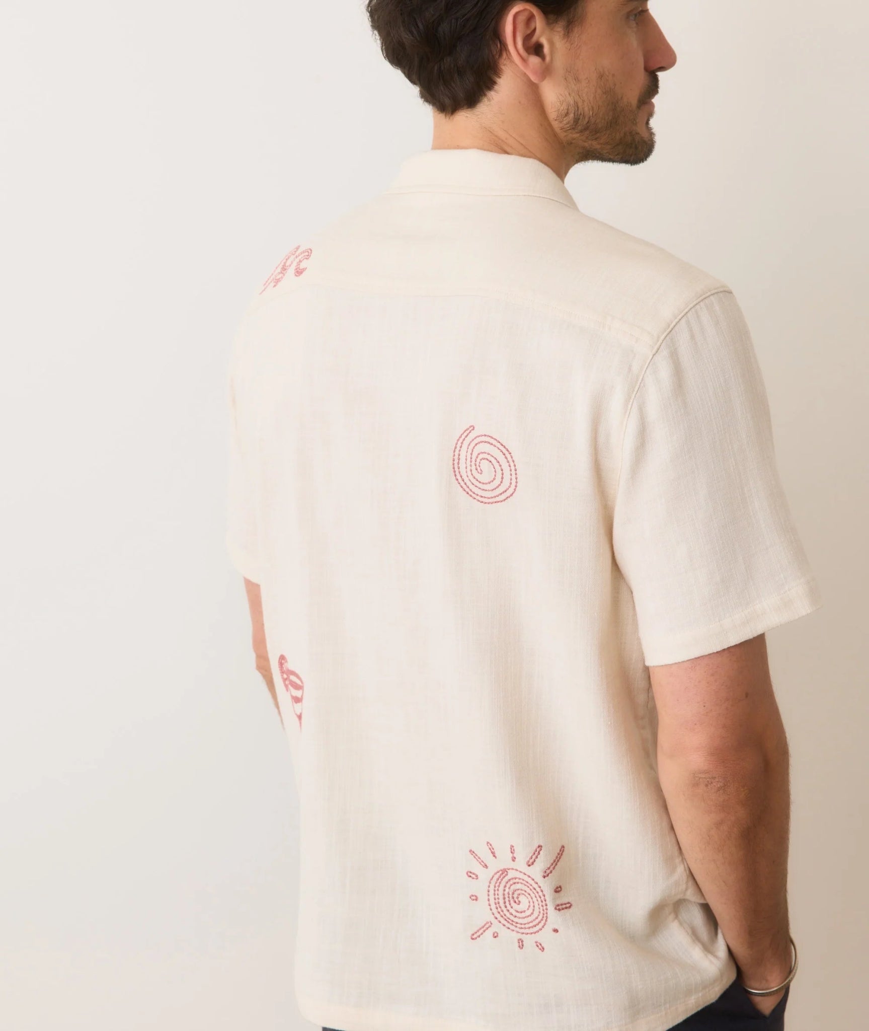 Marine Layer Marine Layer Stretch Selvage Embroidered Resort Shirt - Final Sale Endless Waves