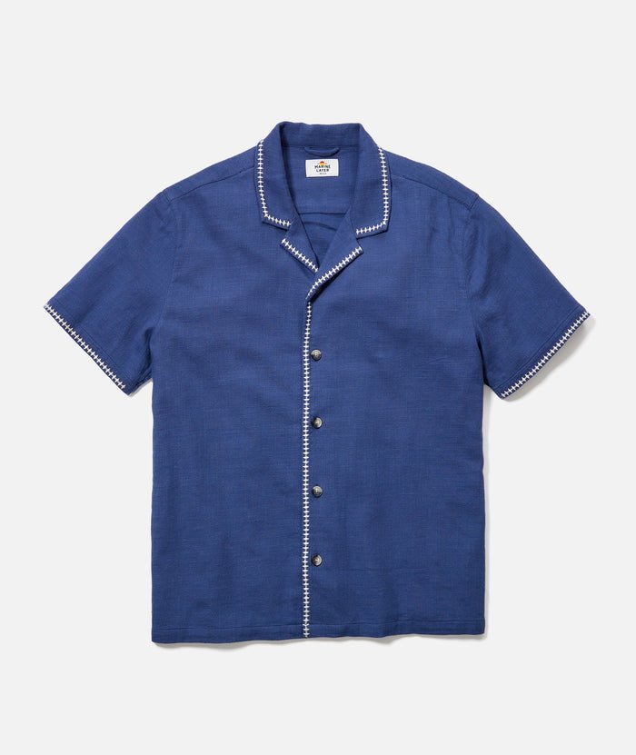 Marine Layer Stretch Selvage Embroidered Resort Shirt - Endless Waves