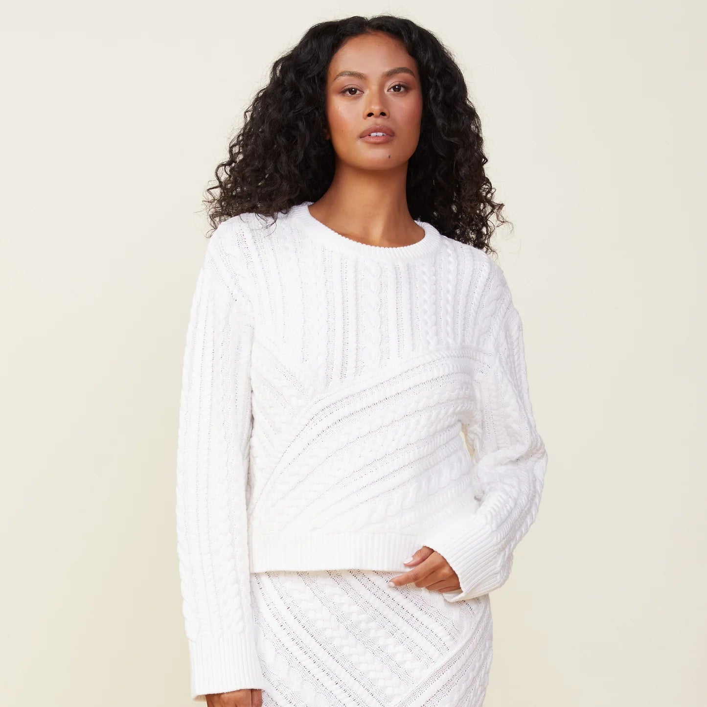 Merino Wool Cable Knit Sweater - Endless Waves