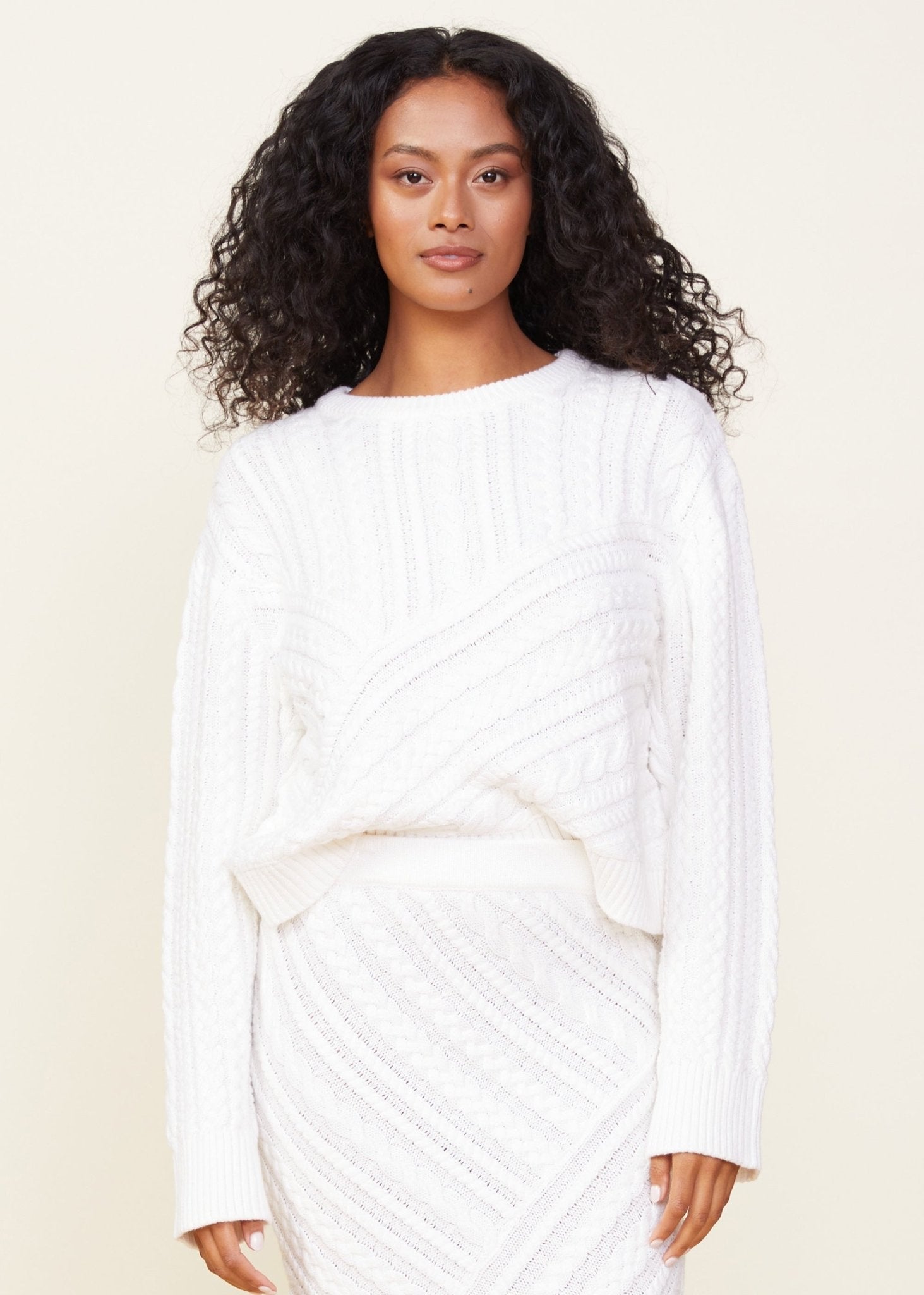 Merino Wool Cable Knit Sweater - Endless Waves