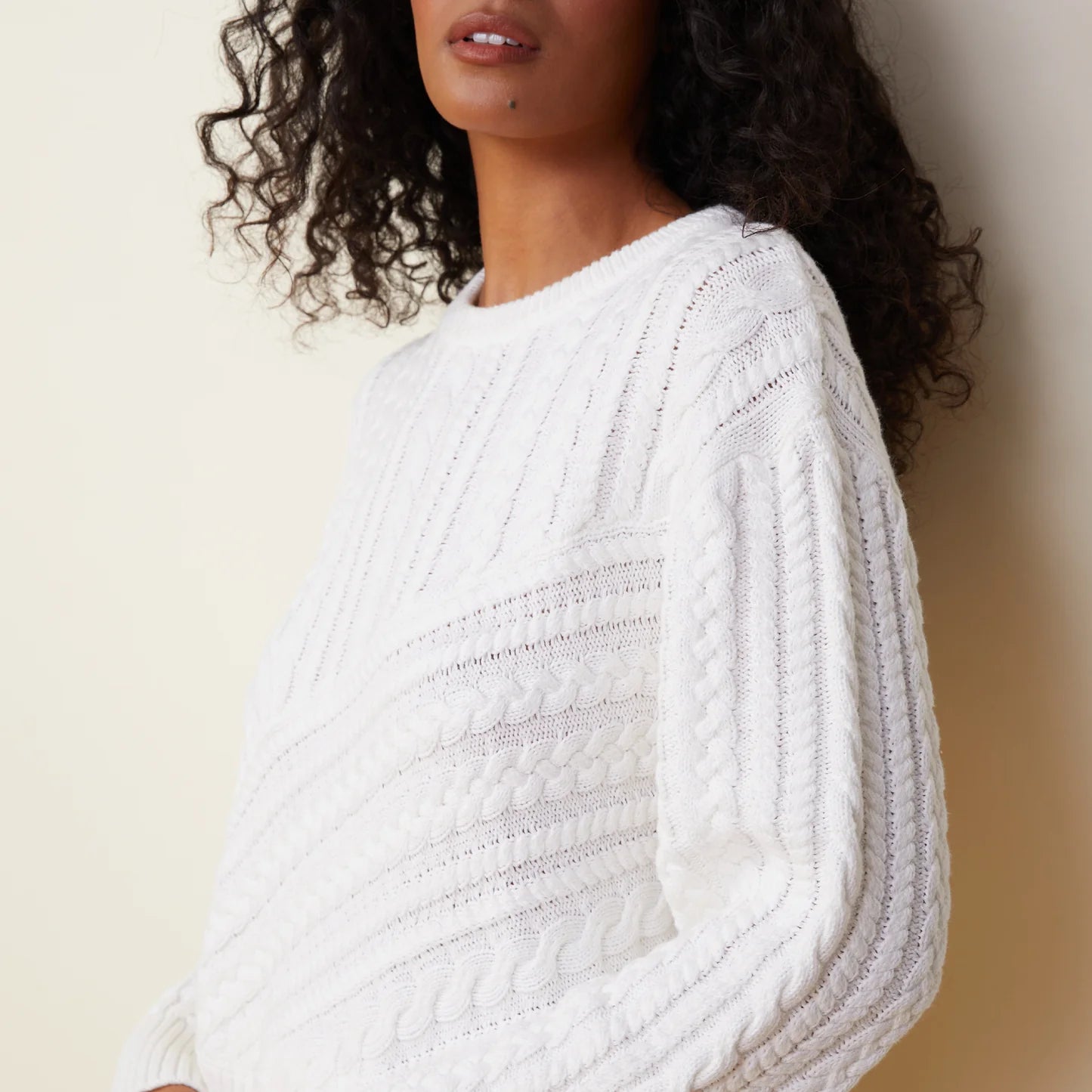 Merino Wool Cable Knit Sweater - Endless Waves