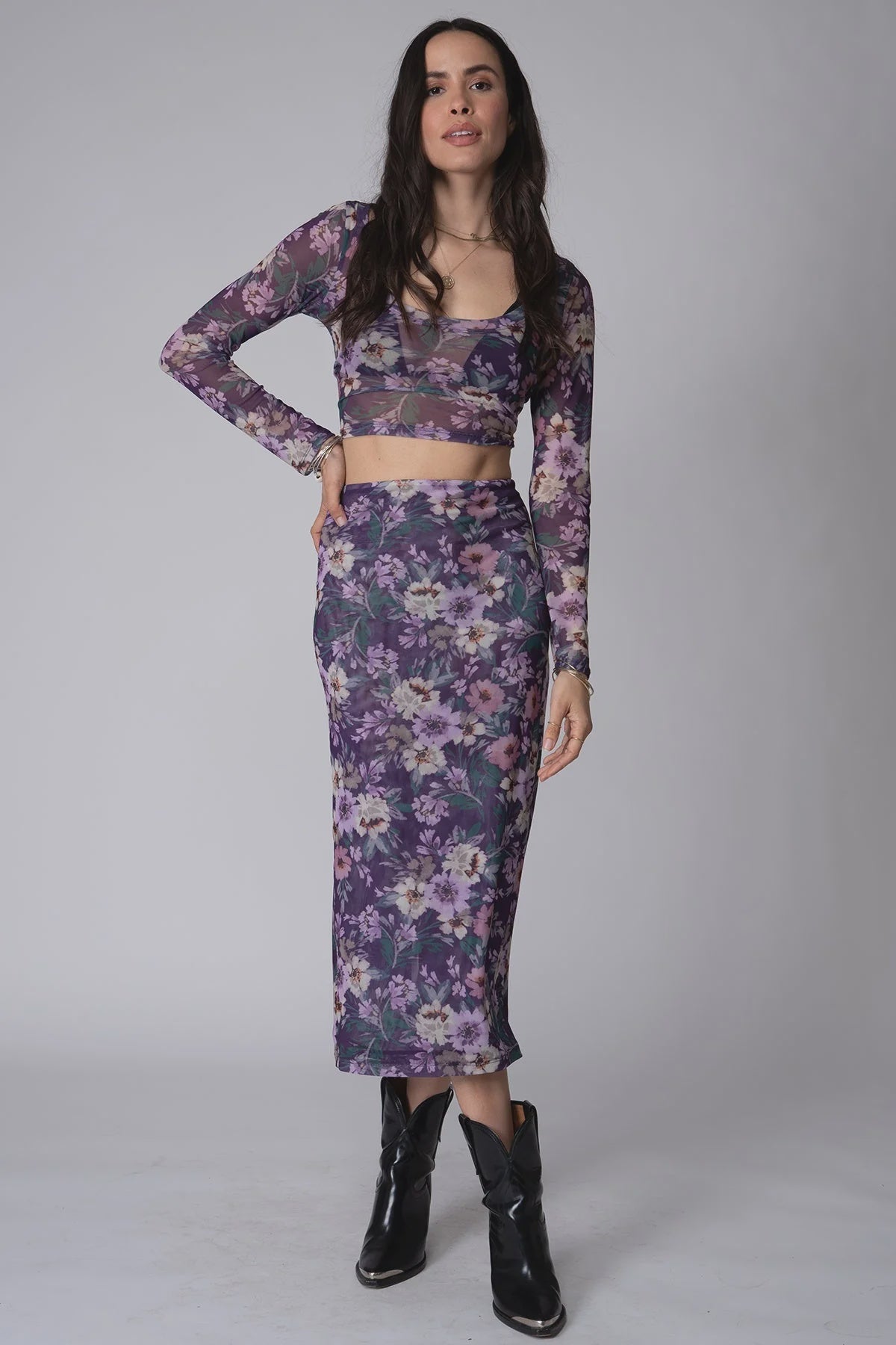 Stillwater Stillwater Mesh Classic Midi Skirt Endless Waves