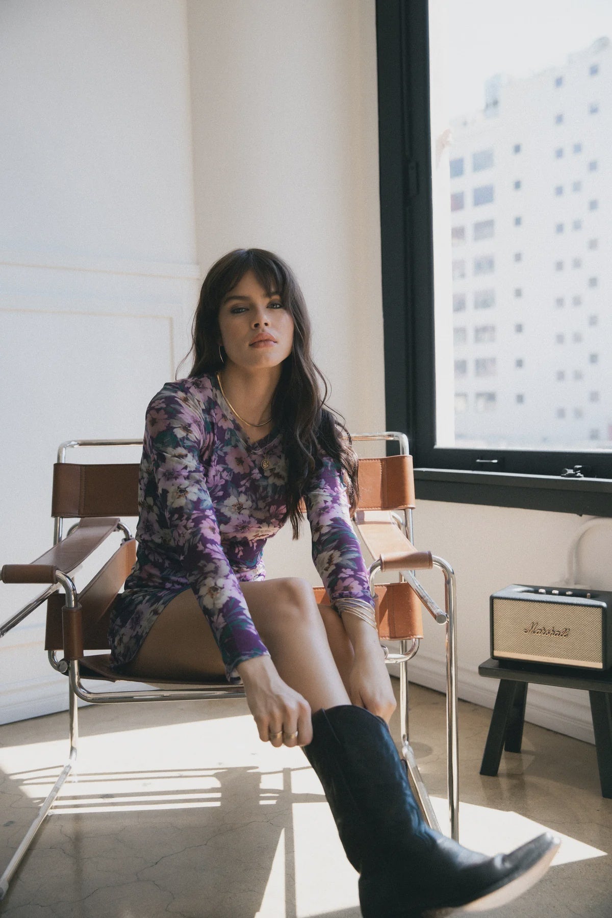 Stillwater Stillwater Mesh Long Sleeve Colette Mini Dress Endless Waves