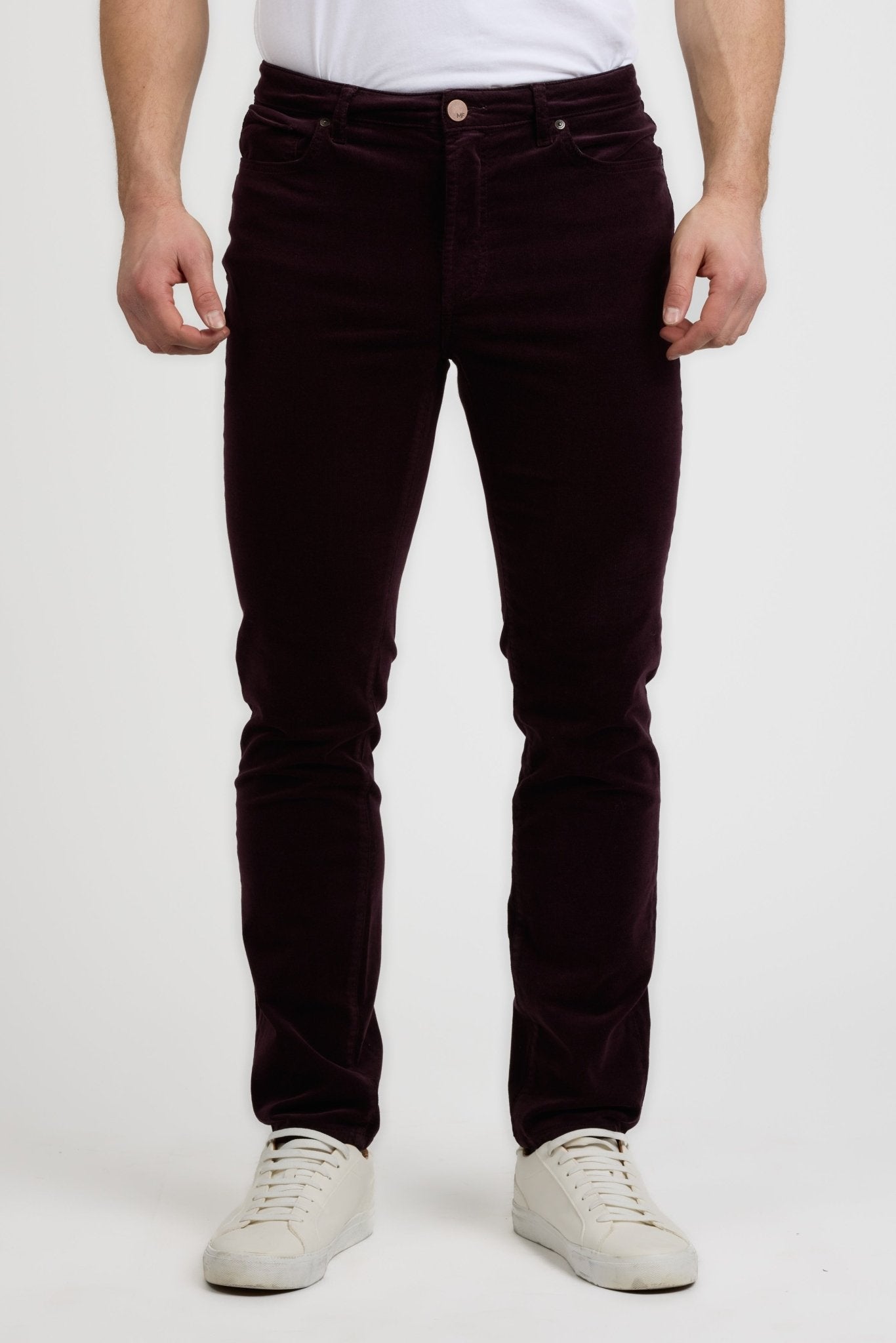 Monfrere Brando Slim Fit Needle Cord Pants in Plum - Endless Waves