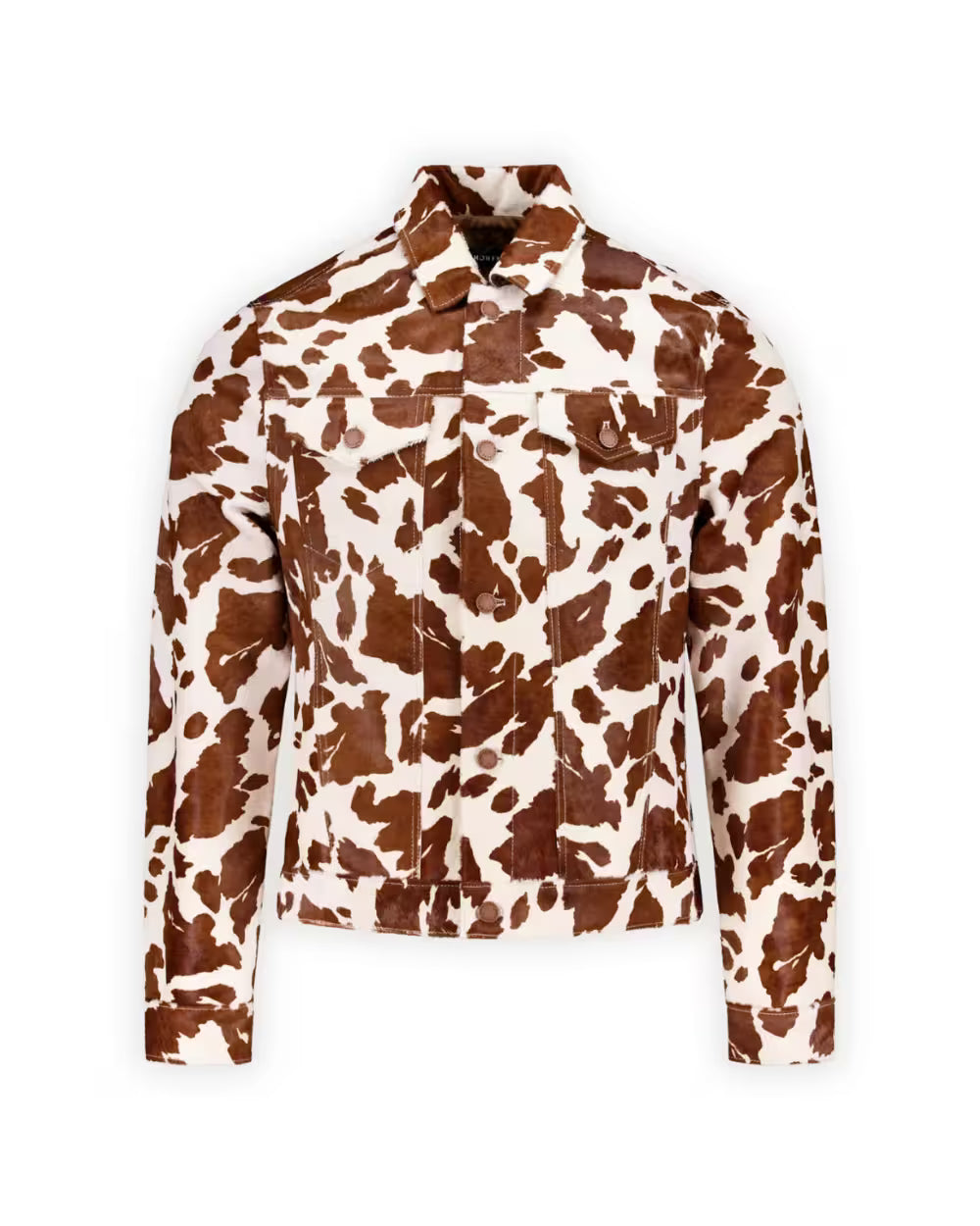 Monfrère Dean Cowhide Jacket - Genuine leather animal print trucker jacket with a one-of-one natural finish.