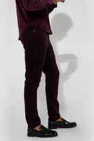 Monfrère Monfrere Brando Slim Fit Needle Cord Pants in Plum Endless Waves