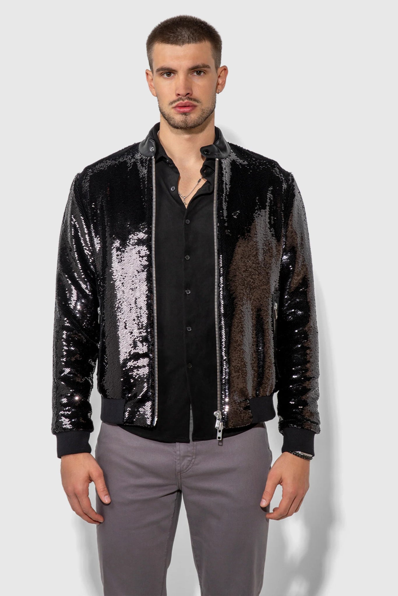 Monfrère Monfrère Ryder Sequin Noir Bomber Endless Waves