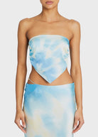 Natalia Silk Scarf Top - Endless Waves