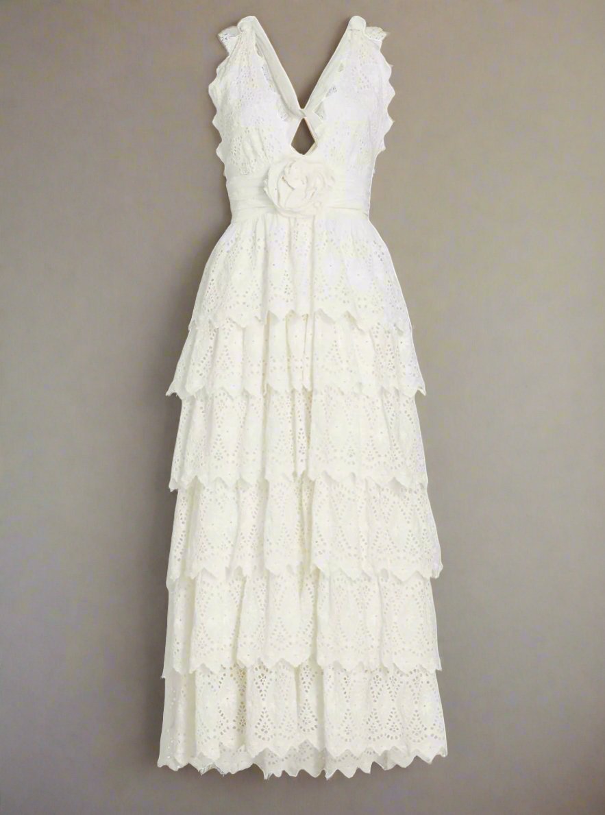 NWOT Loveshackfancy white eyelet outlets cotton ruffle dress