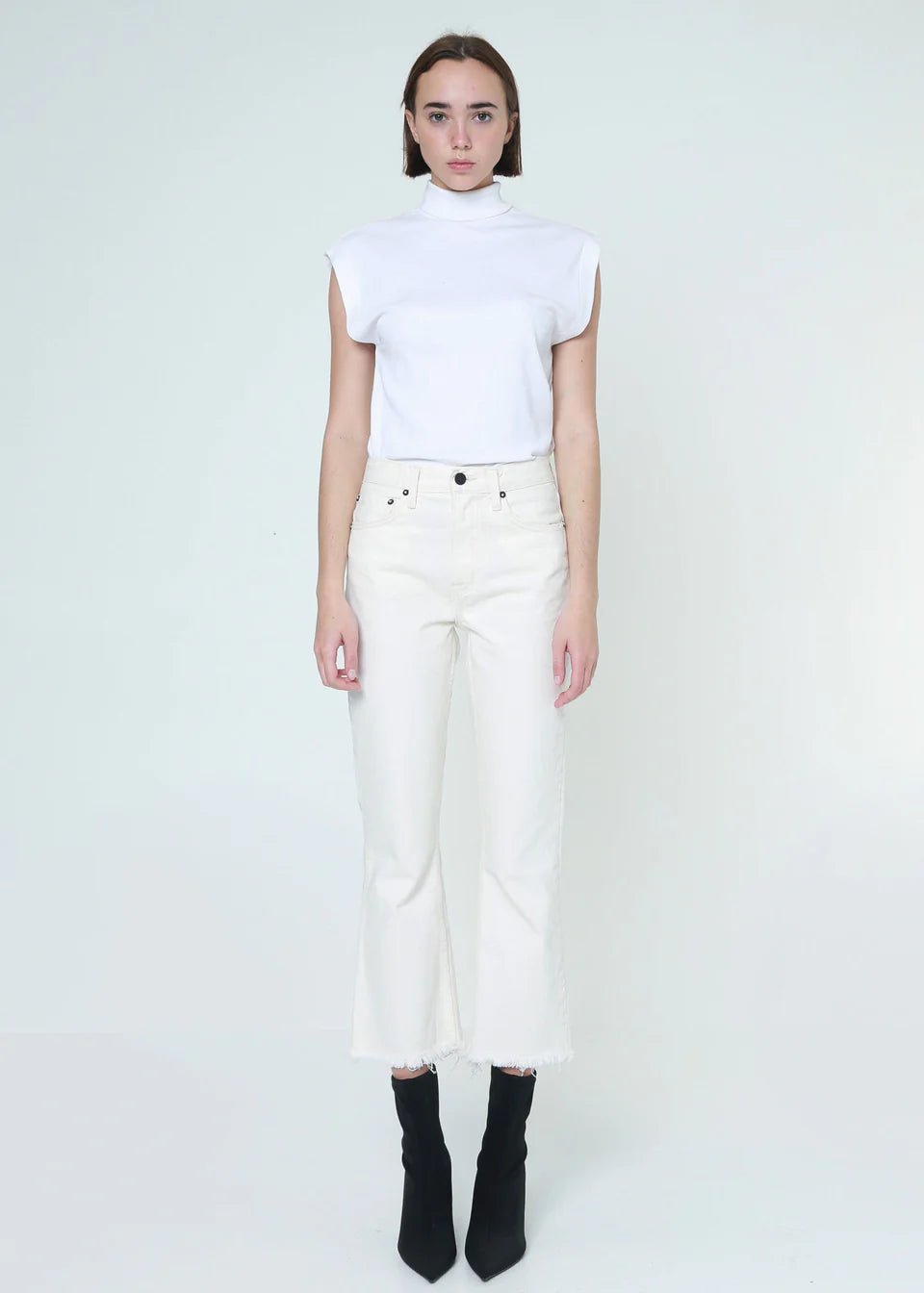 Noend Denim Farrah Mid Rise Cropped Kick Flare