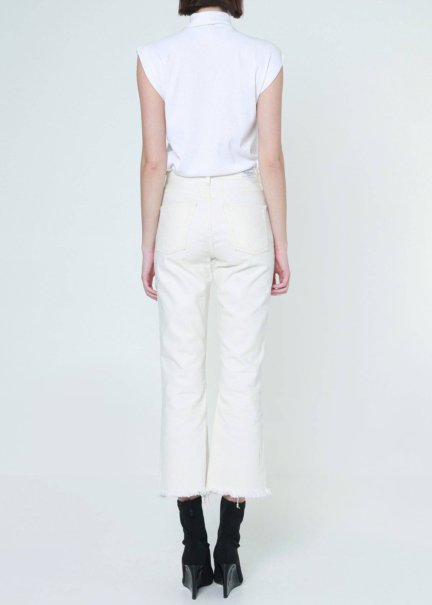 Noend Denim Farrah Mid Rise Cropped Kick Flare