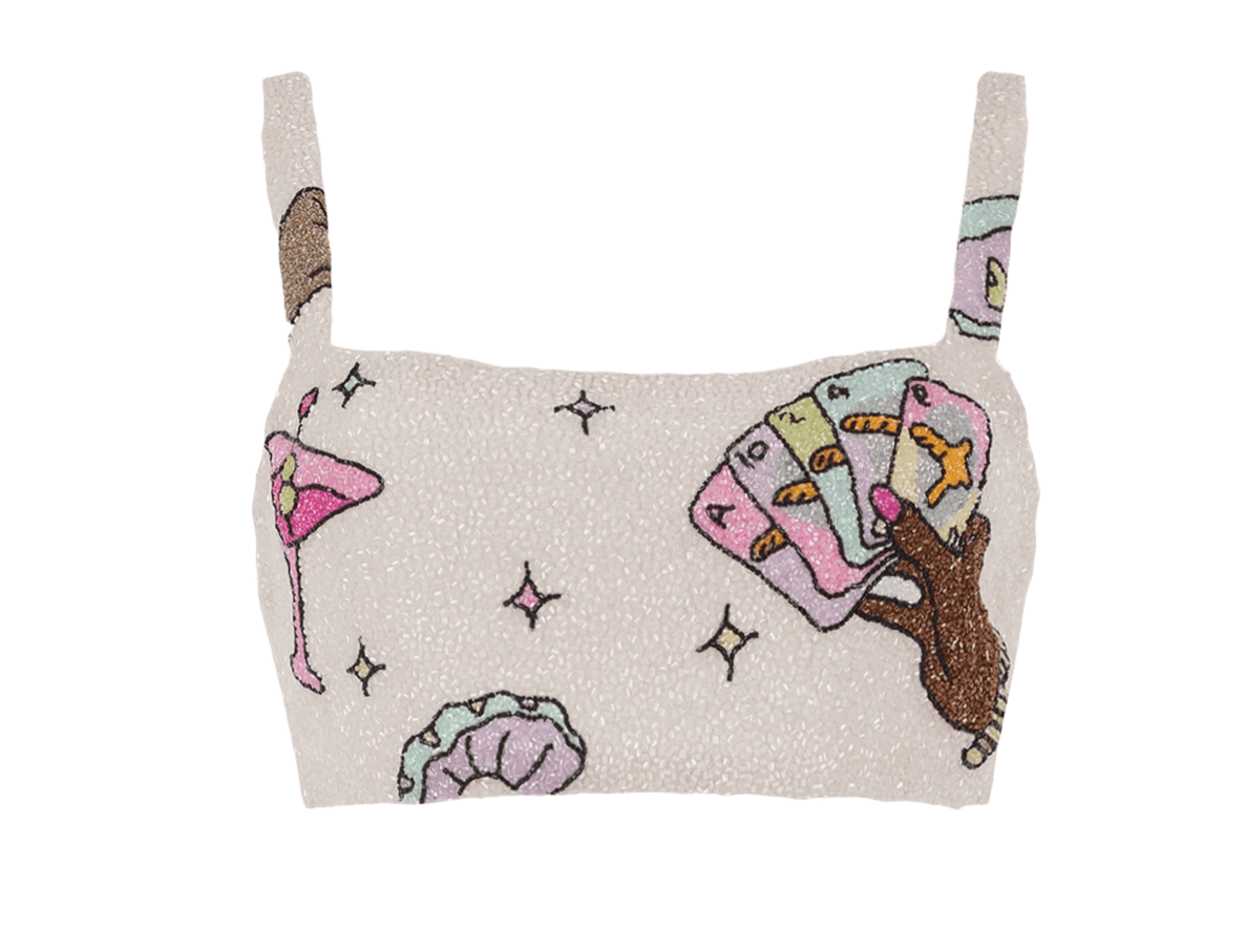 Oceanus Oceanus Vegas Beaded Pink Party Top Endless Waves