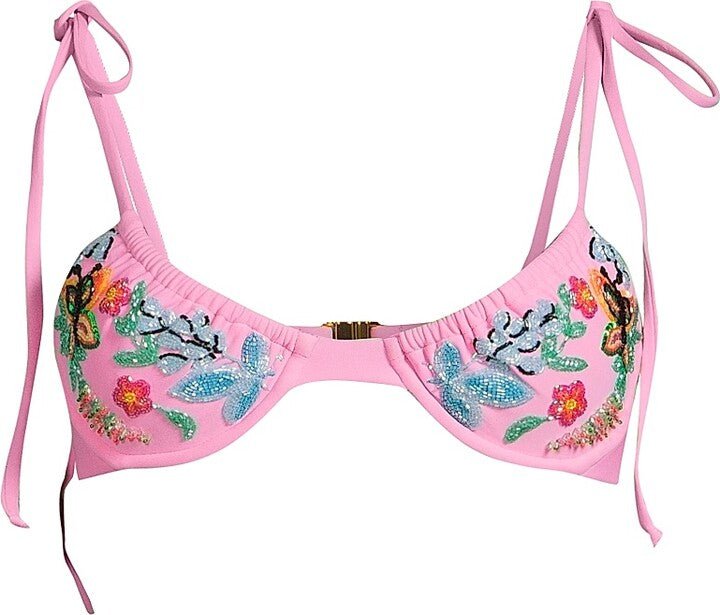 Oceanus Oceanus Los Angeles Beaded Bikini Top Endless Waves